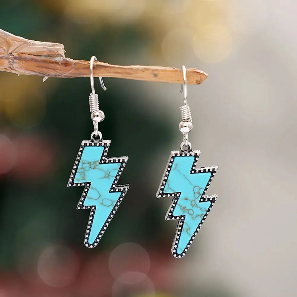 Artificial Turquoise Lightning Dangle Earrings eprolo
