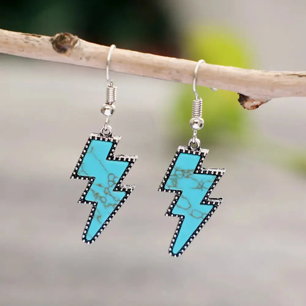 Artificial Turquoise Lightning Dangle Earrings eprolo