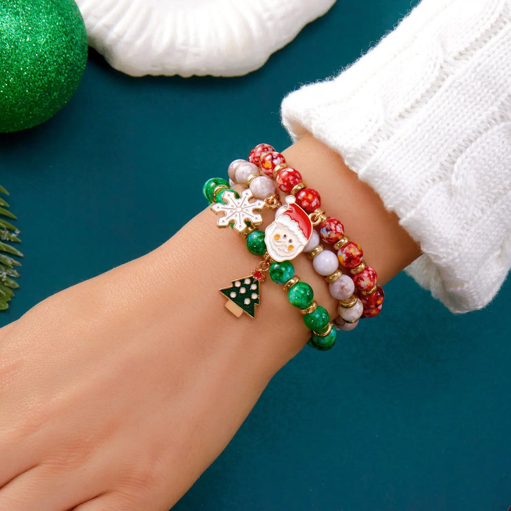 Creative Colorful Santa Claus Snowman Reindeer Beaded Stackable Bracelet Fashion Gift eprolo