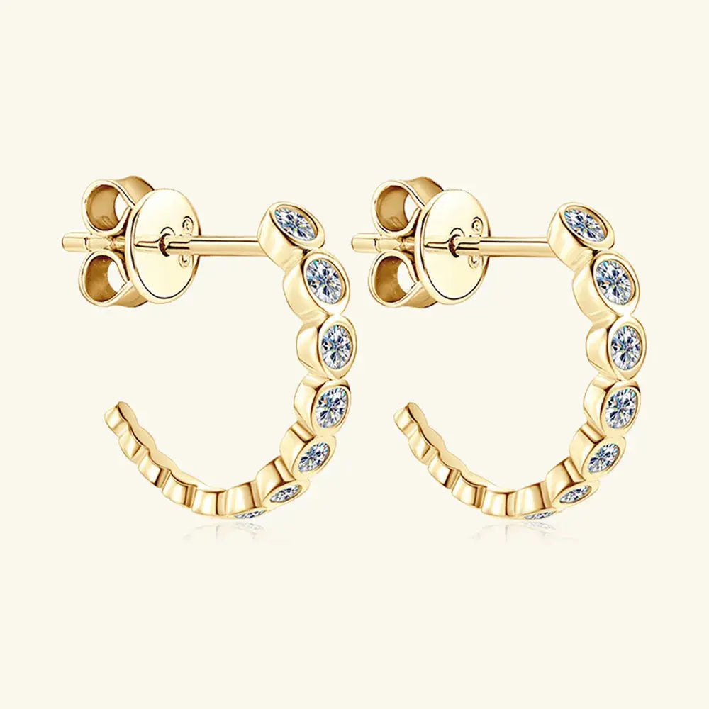 Inlaid Moissanite 925 Sterling Silver C-Hoop Earrings eprolo