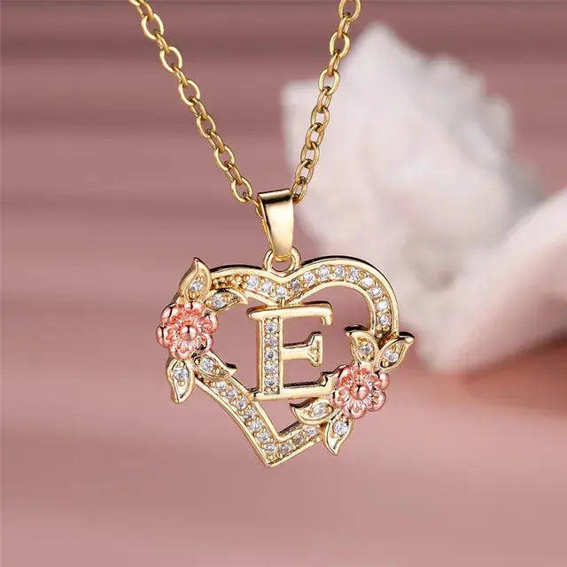 Cute Female A-Z Letter Pendant Necklace Vintage Yellow Gold Color Wedding Jewelry Gift For Women eprolo