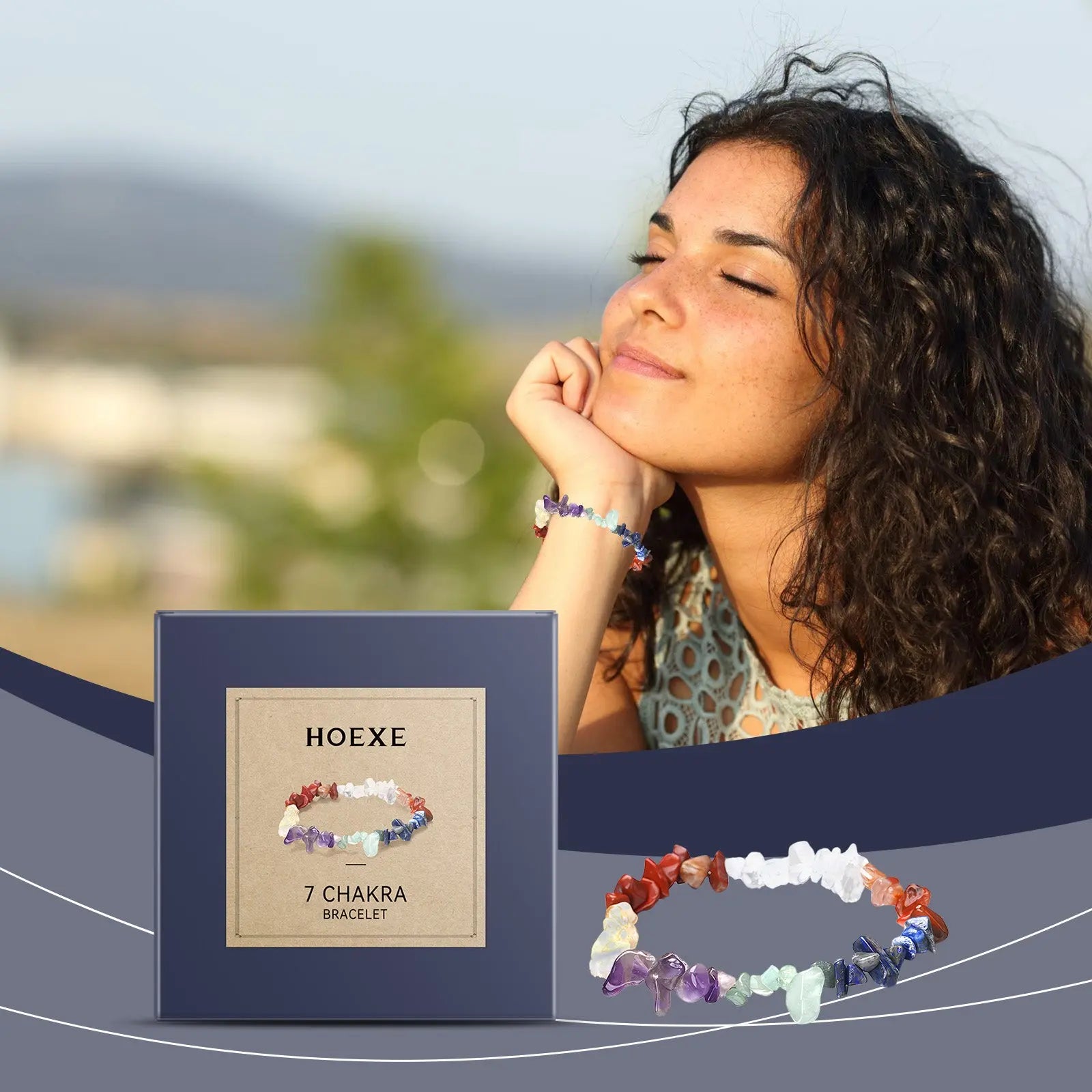 Seven-Color Bracelet Seven-Color Simple Jewelry Stone Bead Wheel Yoga Beaded Bracelet eprolo