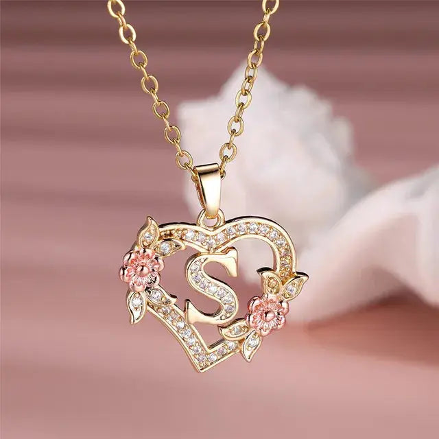 Cute Female A-Z Letter Pendant Necklace Vintage Yellow Gold Color Wedding Jewelry Gift For Women eprolo