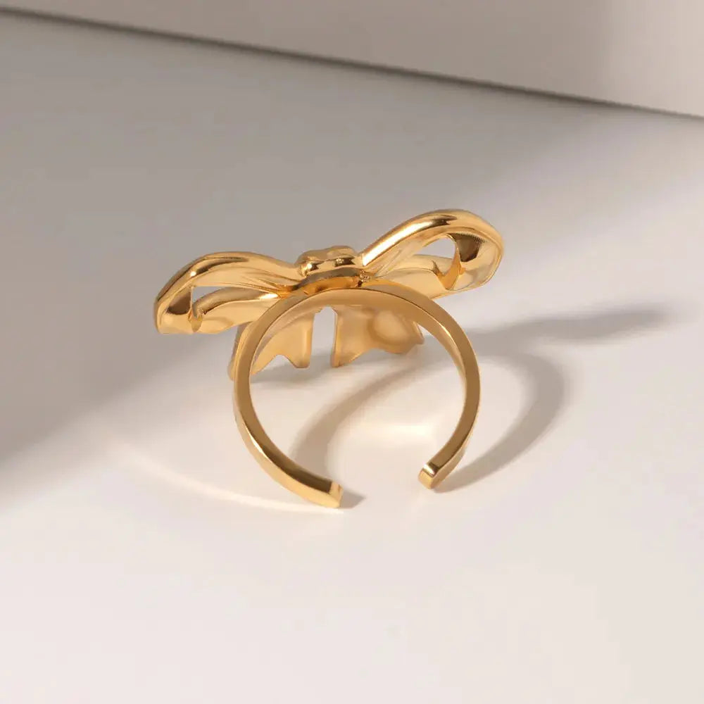 18K Gold-Plated Stainless Steel Bow Ring eprolo