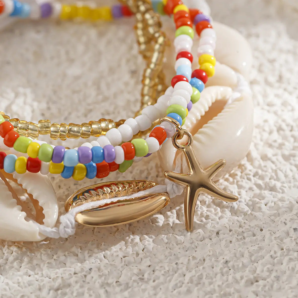 Bohemian vacation style shell rice bead bracelet Bracelet beach starfish bead set for women eprolo