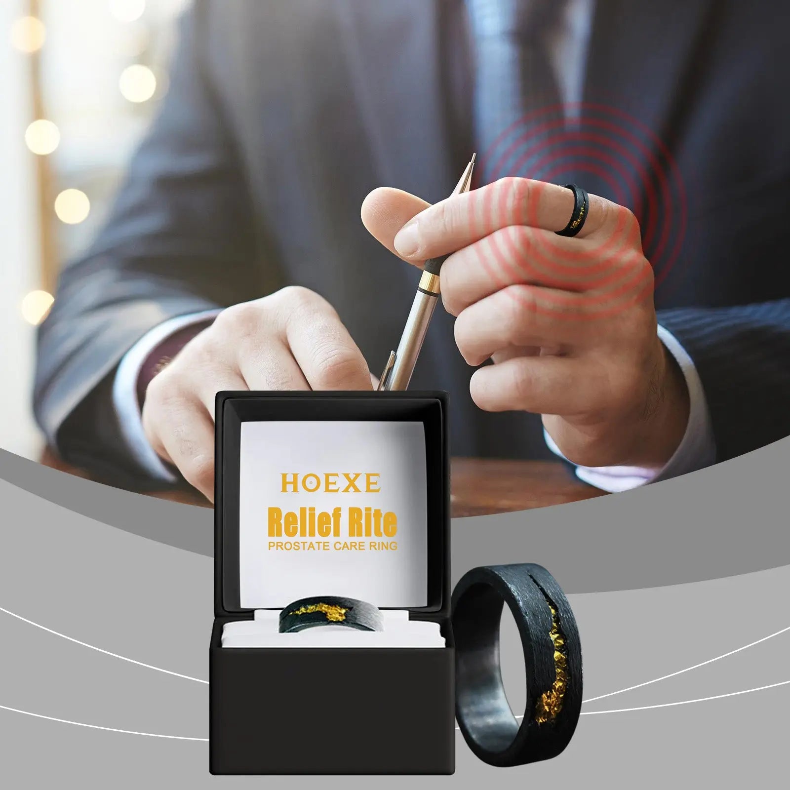 Hoexe Light Luxury Flow-Fire Ring, Relieve Physical Discomfort, Enhance Vitality Care For Men's Health Daily Portable