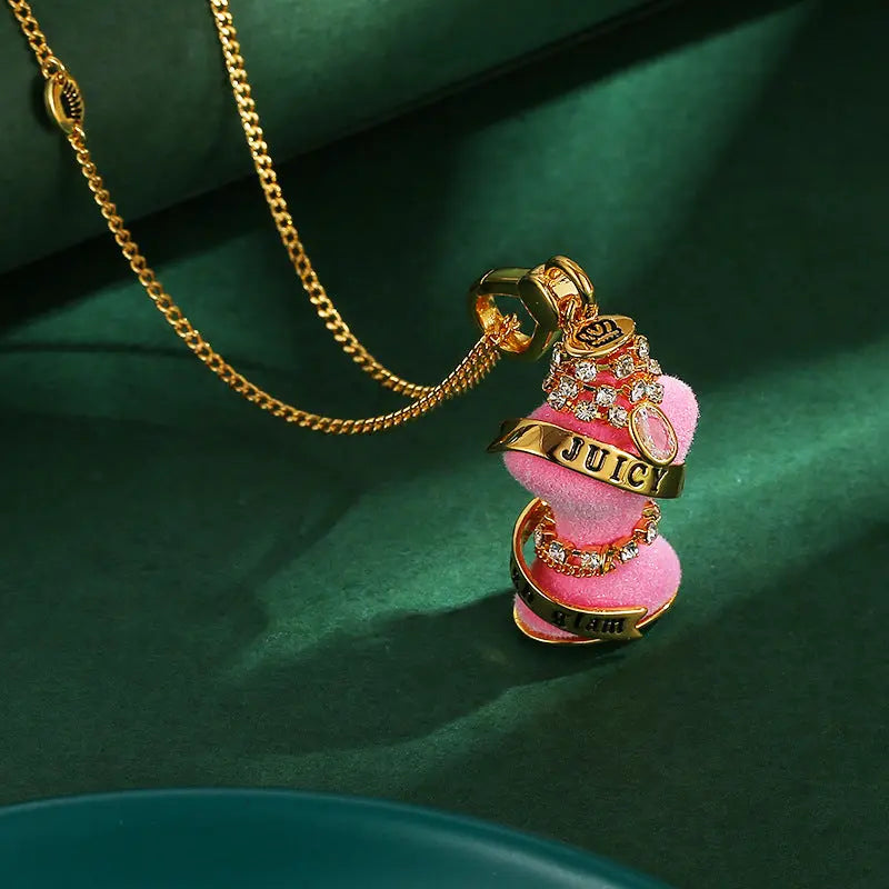 Diamond inlaid crystal zircon diamond chain pink eprolo