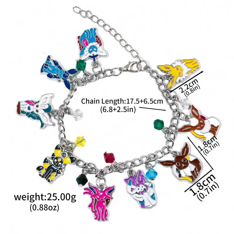 Pok&eacute;mon Eevee Bracelet with Nine Evolution Forms Pendant, Pok&eacute;mon Anime Merchandise Jewelry eprolo