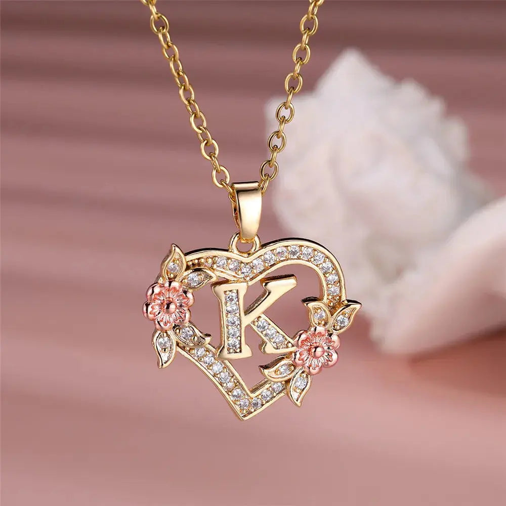 Cute Female A-Z Letter Pendant Necklace Vintage Yellow Gold Color Wedding Jewelry Gift For Women eprolo