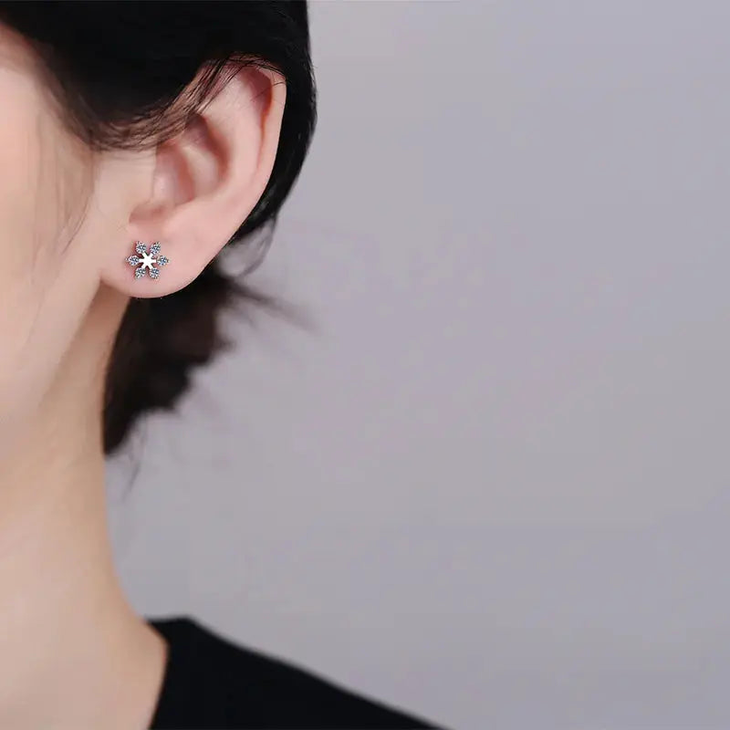 Moissanite 925 Sterling Silver Snowflake Shape Earrings eprolo