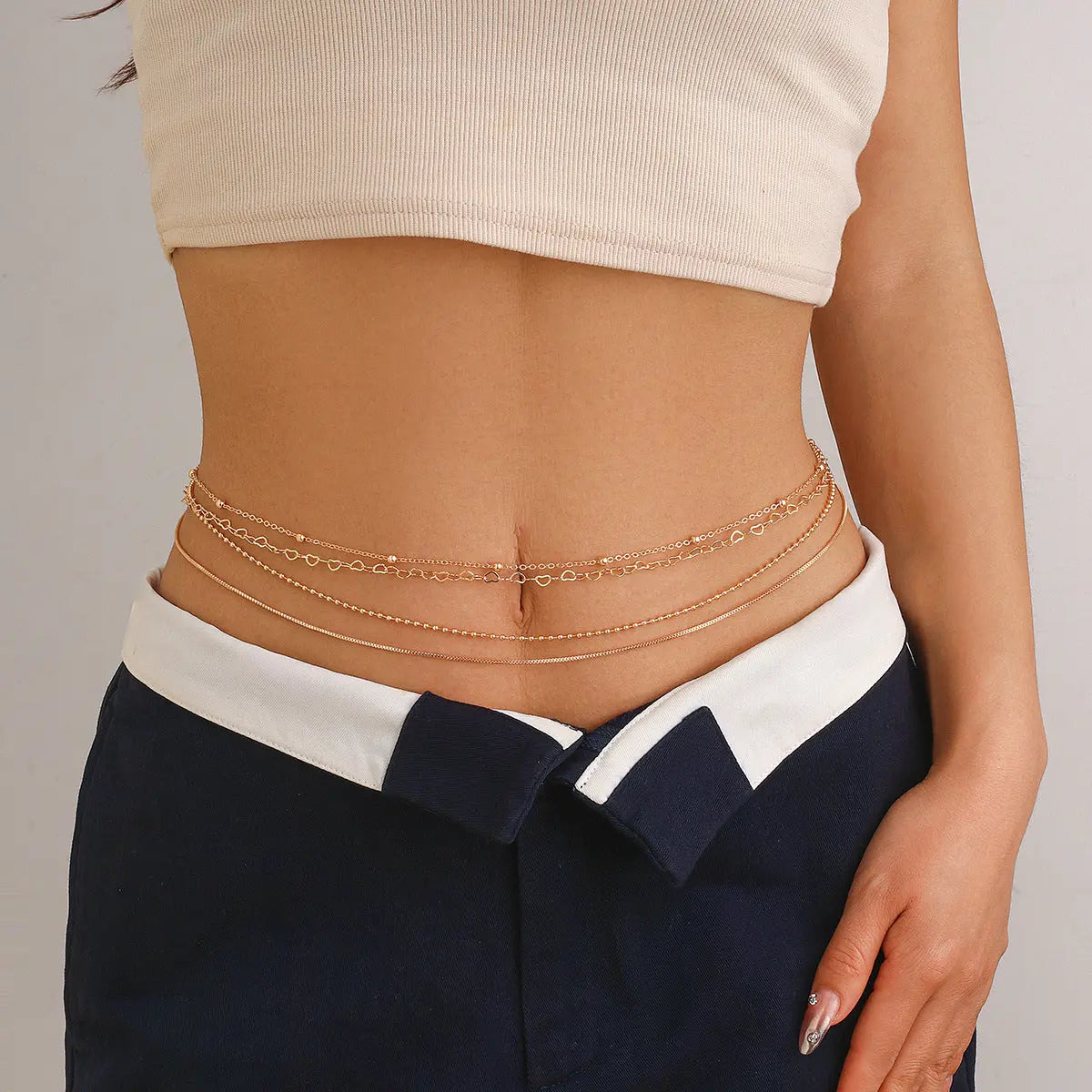 Stacked metal thin chain sexy multi-layer sweet cool spicy girl body chain