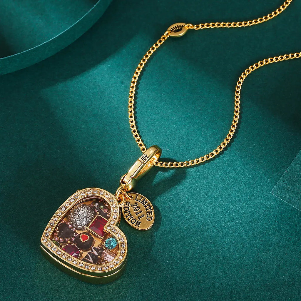 Enamel glazed chocolate gemstone transparent heart-shaped box with an openable pendant and box eprolo