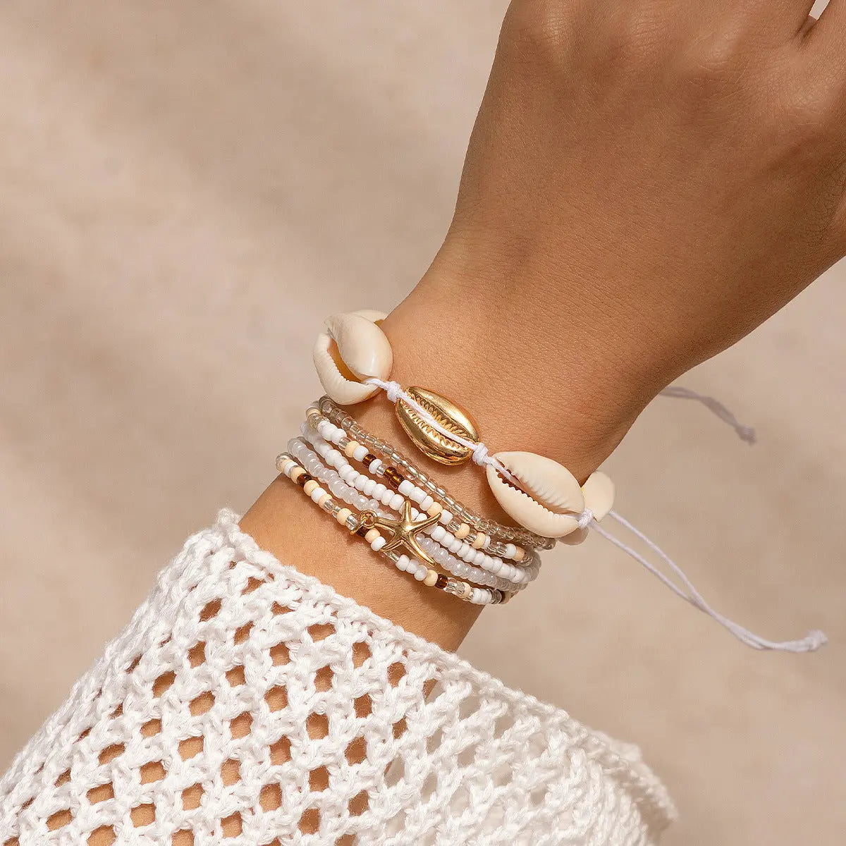 Bohemian vacation style shell rice bead bracelet Bracelet beach starfish bead set for women eprolo