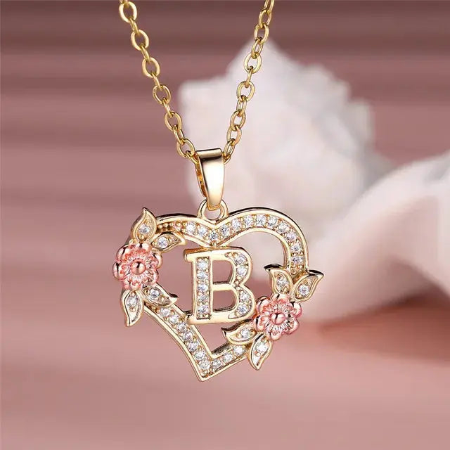 Cute Female A-Z Letter Pendant Necklace Vintage Yellow Gold Color Wedding Jewelry Gift For Women eprolo