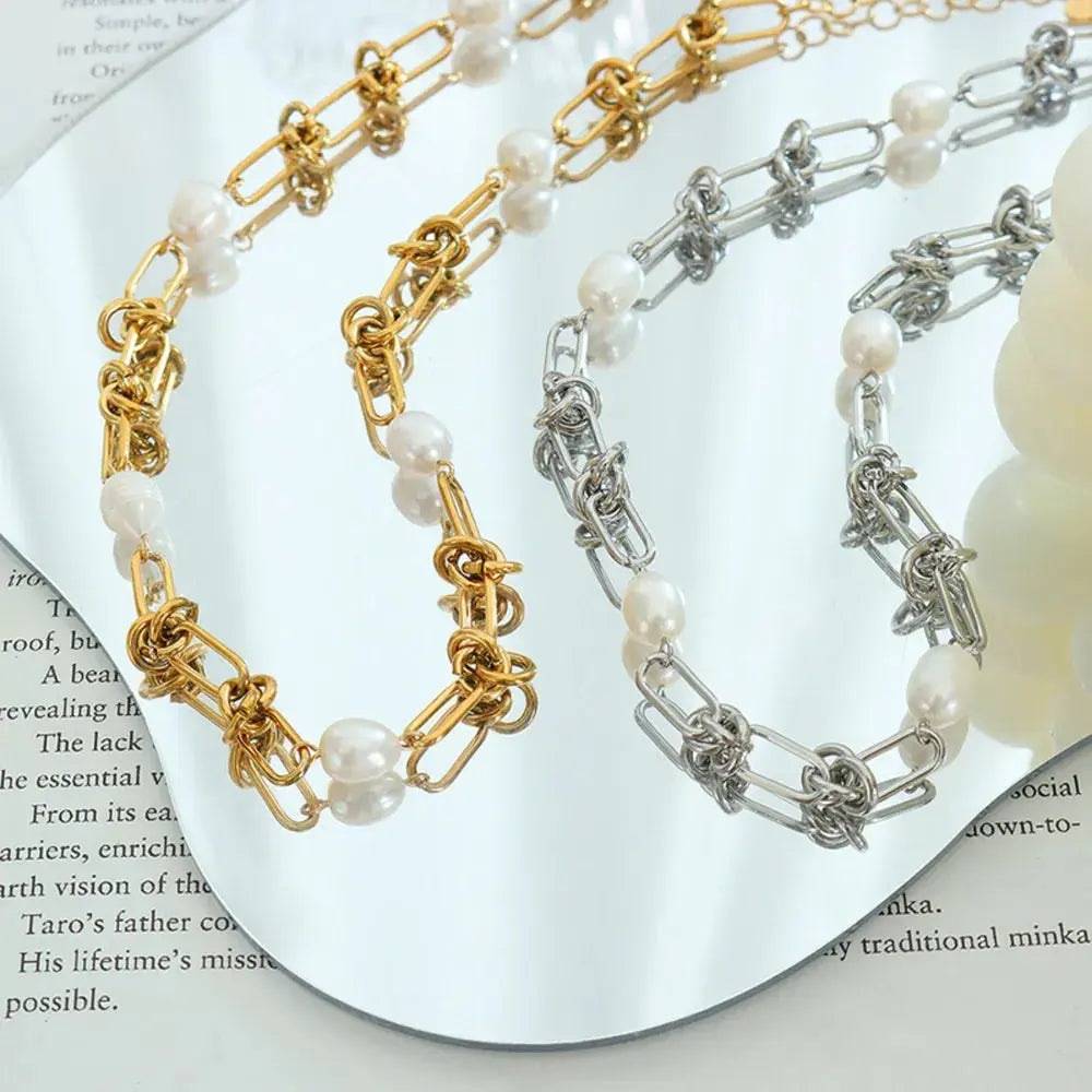 Freshwater Pearl Titanium Steel Necklace eprolo