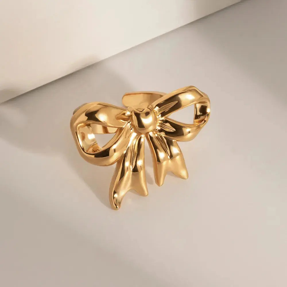 18K Gold-Plated Stainless Steel Bow Ring eprolo