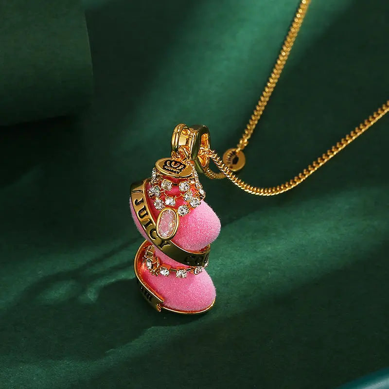 Diamond inlaid crystal zircon diamond chain pink eprolo