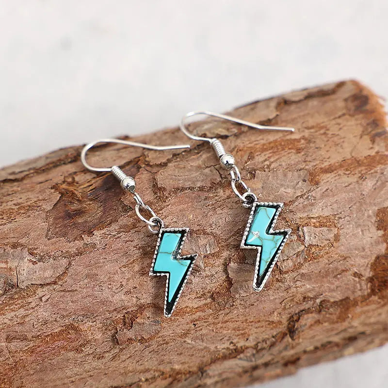 Artificial Turquoise Lightning Dangle Earrings eprolo