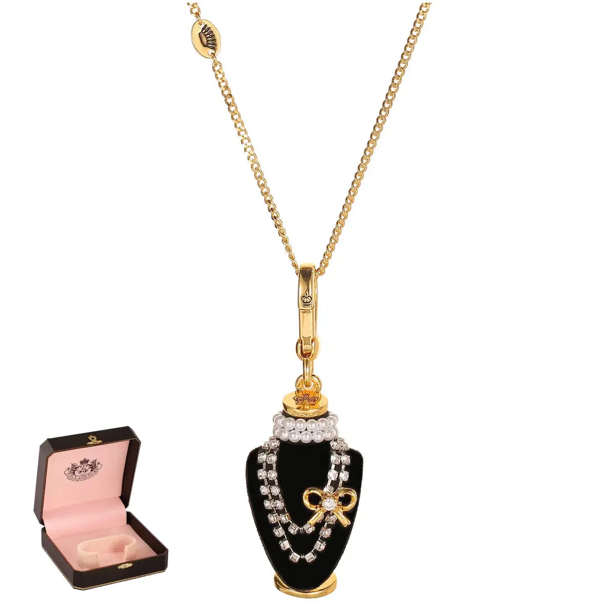 Crystal zircon pearl bow black pendant necklace pendant eprolo