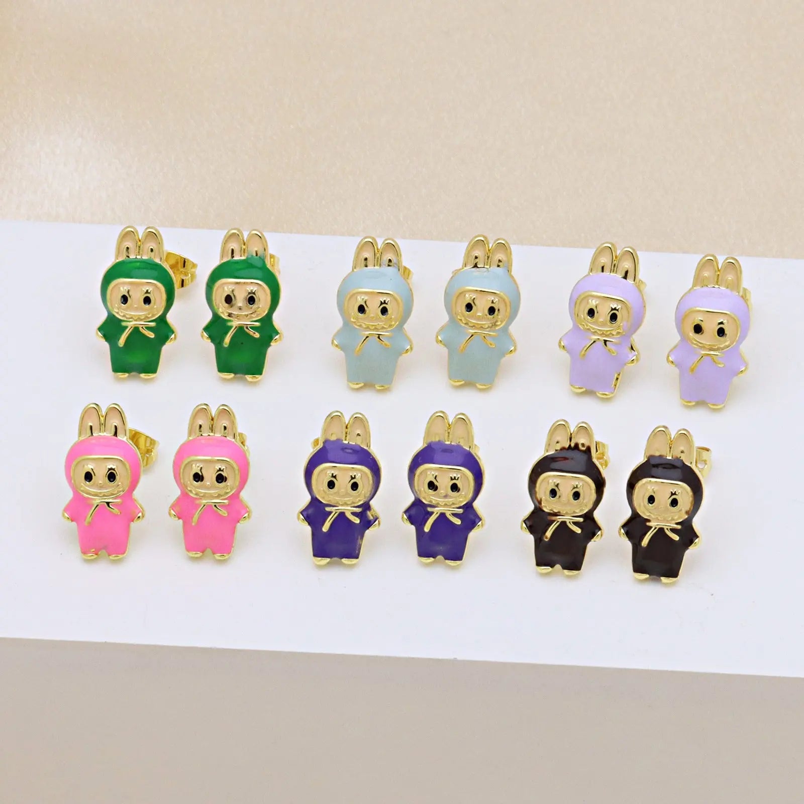 Drip oil colored cute cartoon character personality simple and versatile ear studs earrings eprolo