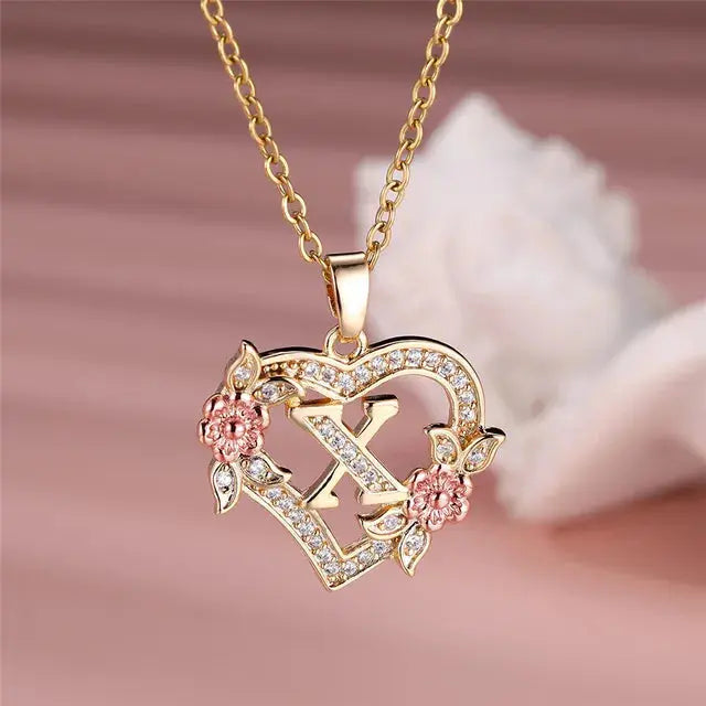 Cute Female A-Z Letter Pendant Necklace Vintage Yellow Gold Color Wedding Jewelry Gift For Women eprolo