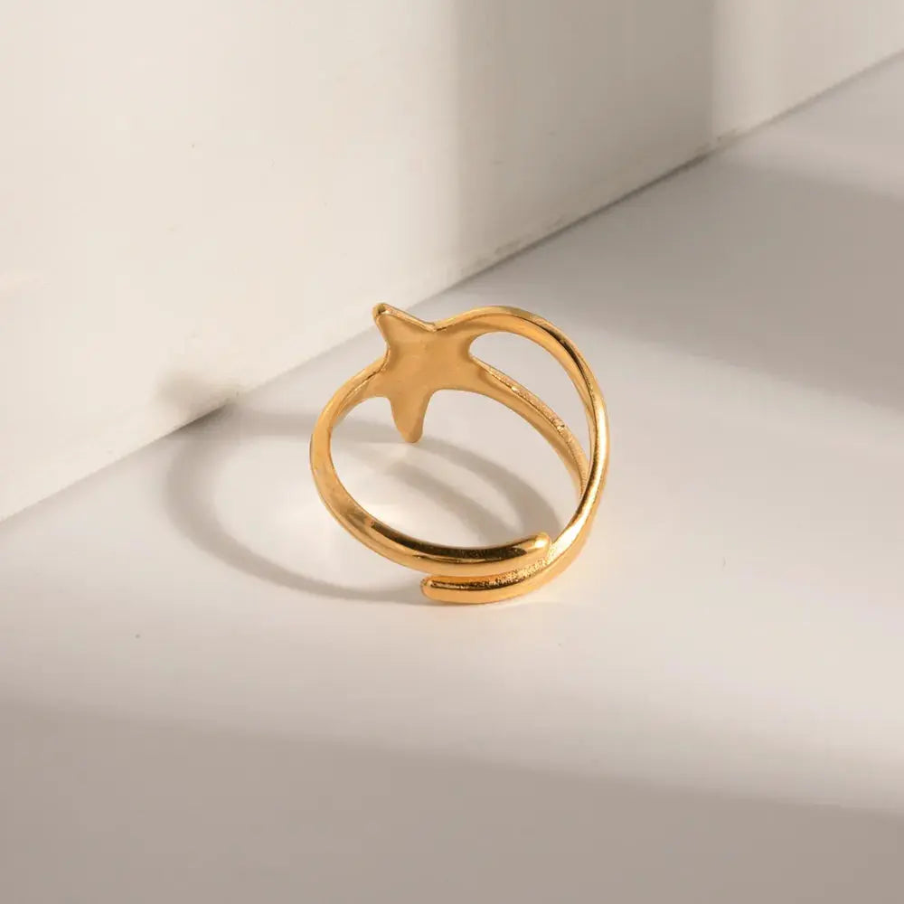 Gold-Plated Stainless Steel Star Ring eprolo