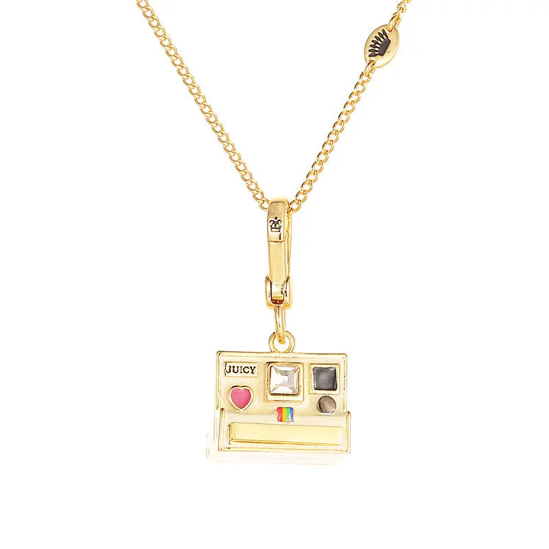 Enamel glazed three-dimensional Polaroid movable camera pendant high-end necklace eprolo