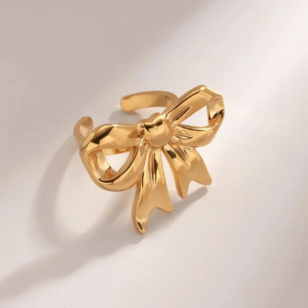 18K Gold-Plated Stainless Steel Bow Ring eprolo