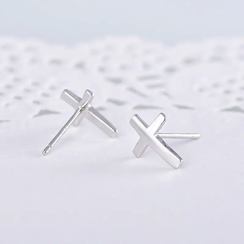 S925 sterling silver earrings fashionable earrings for women smooth cross earrings eprolo