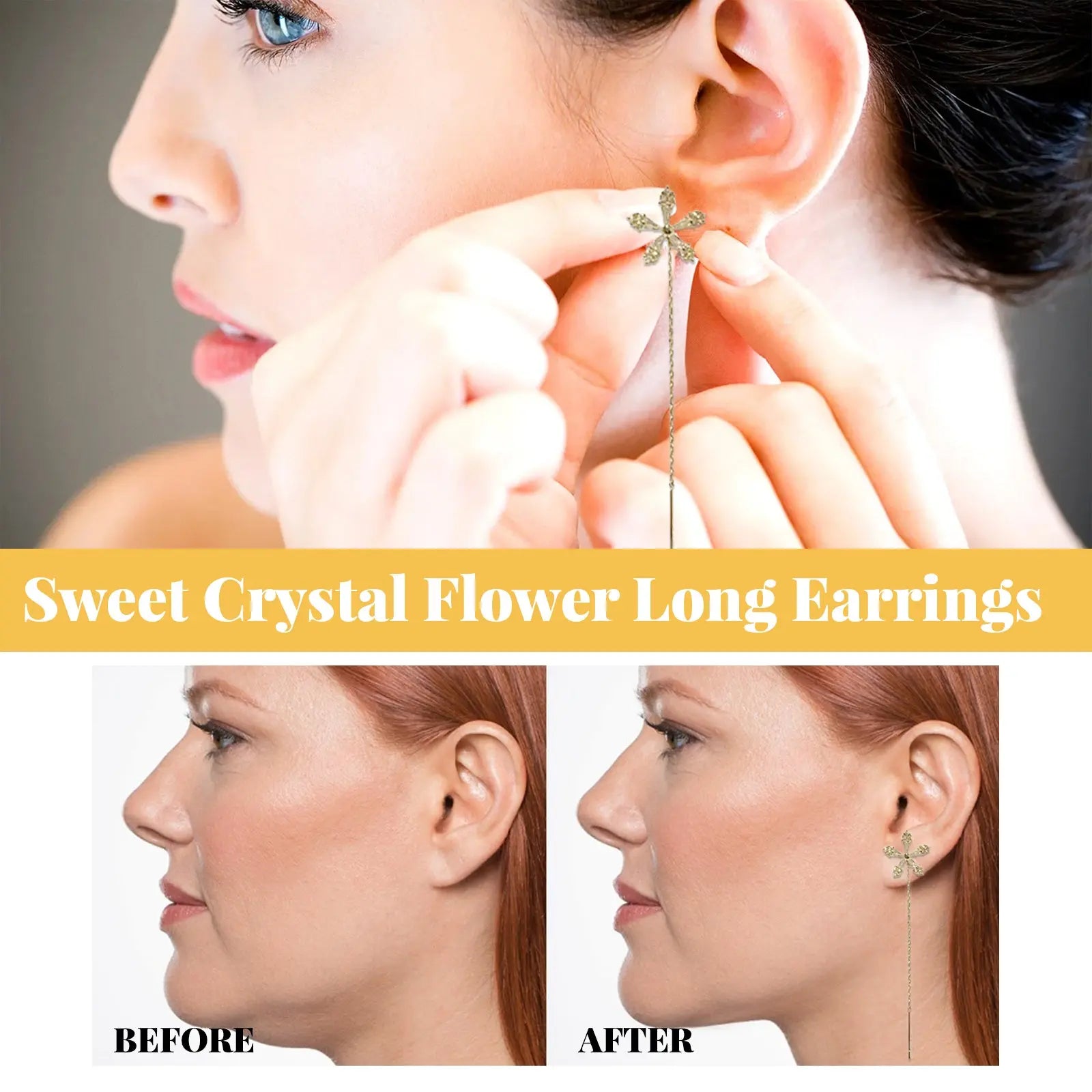 Sweet Crystal Flower Long Earrings, Ear Acupoint Earrings Niche Fashion Small Fresh And Cute Earrings eprolo
