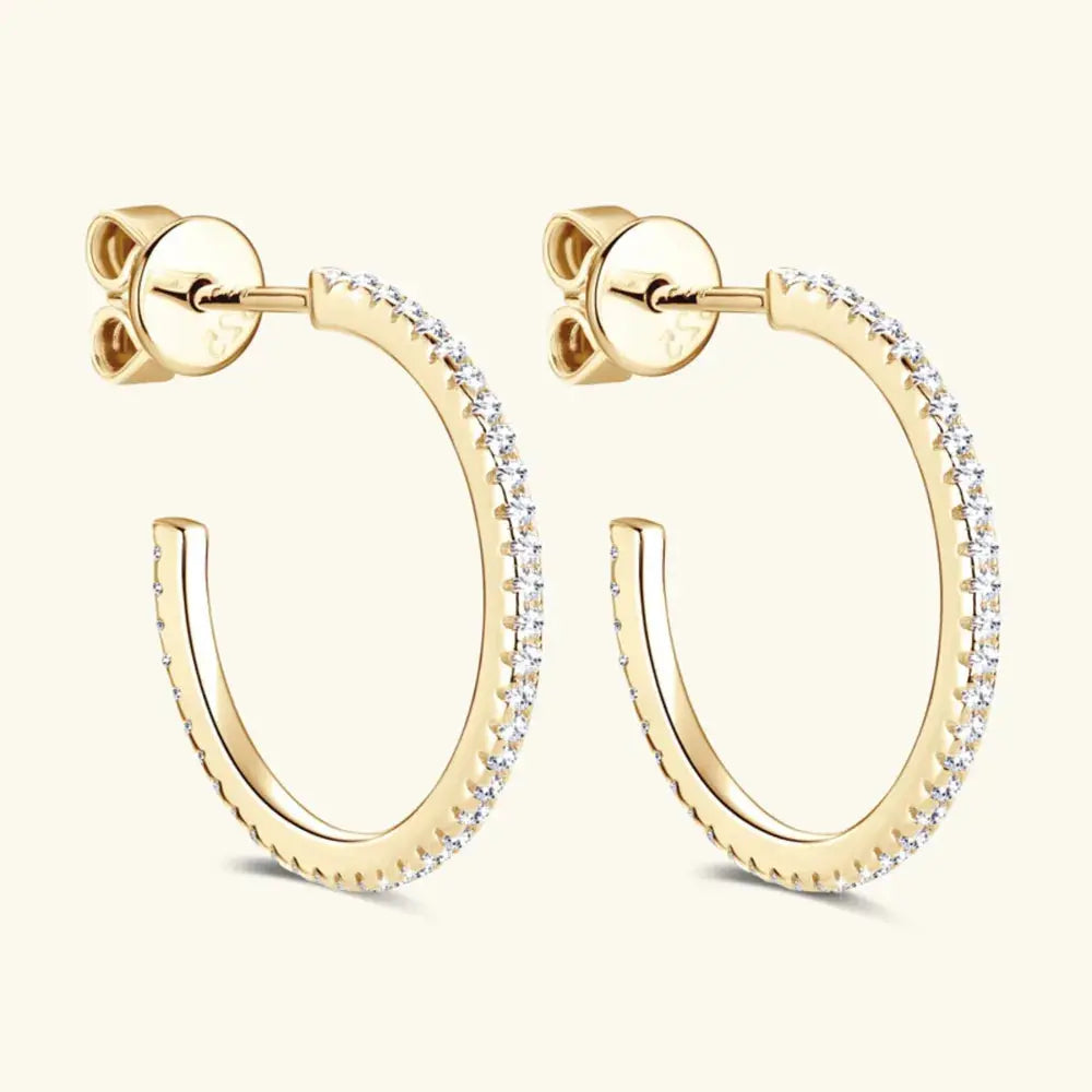 Inlaid Moissanite 925 Sterling Silver C-Hoop Earrings eprolo