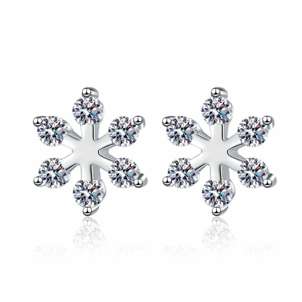 Moissanite 925 Sterling Silver Snowflake Shape Earrings eprolo