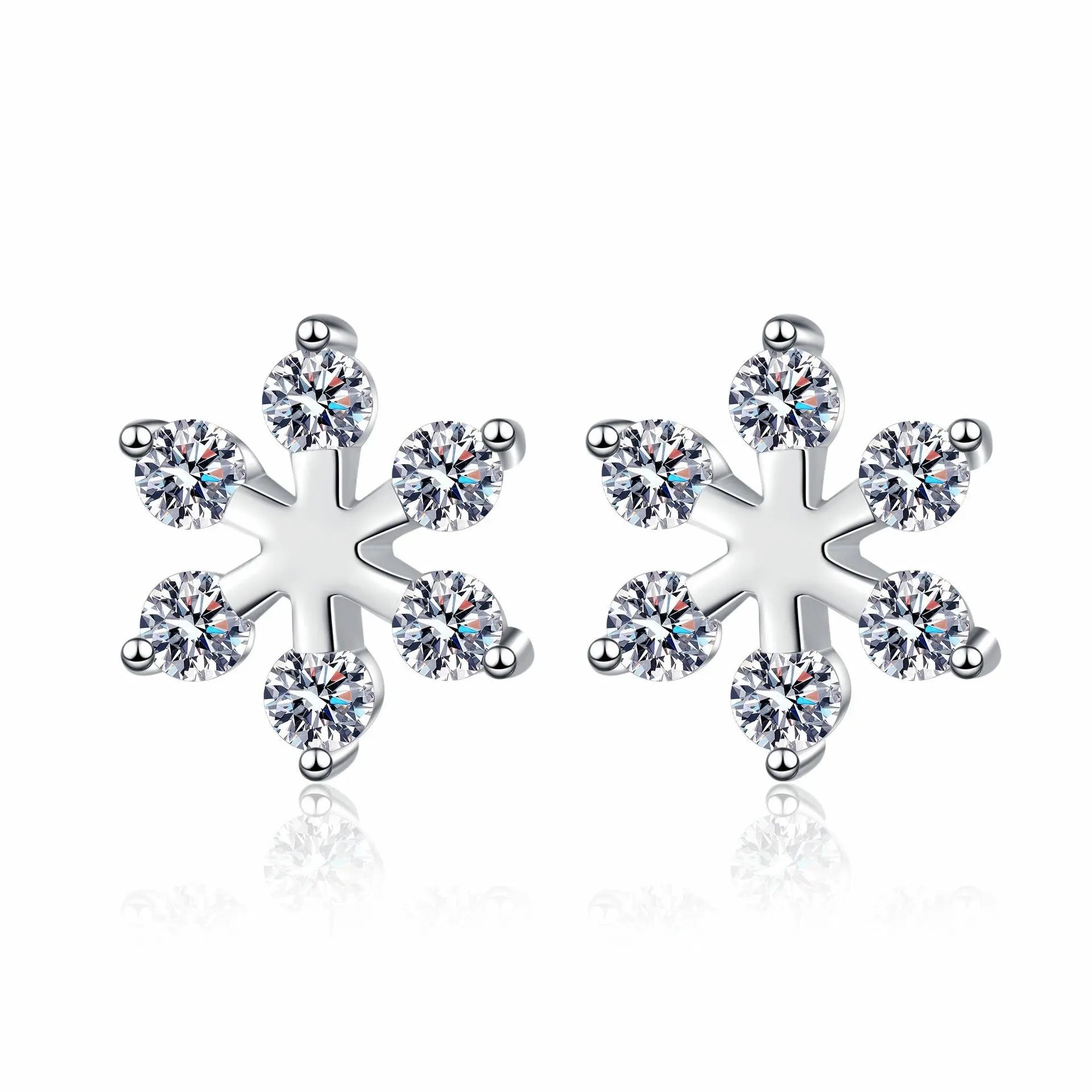 Moissanite 925 Sterling Silver Snowflake Shape Earrings eprolo
