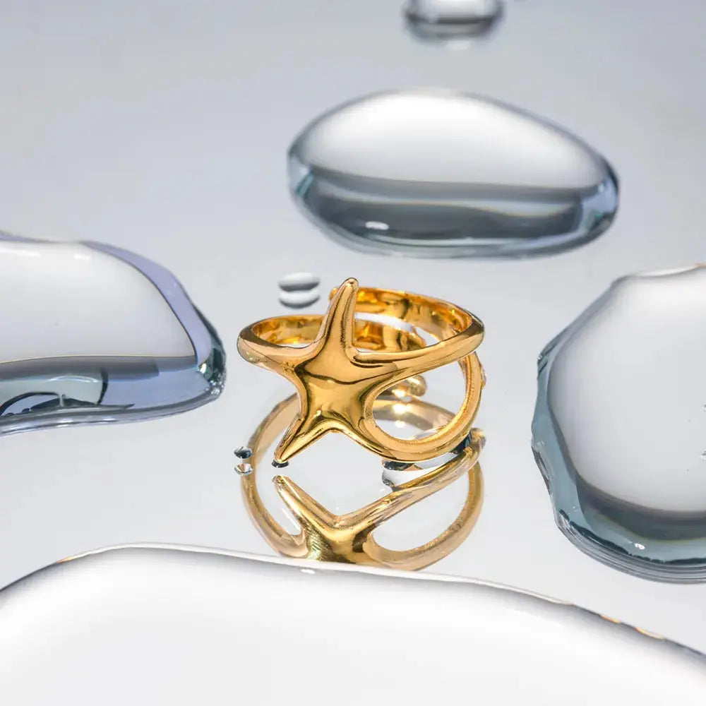 Gold-Plated Stainless Steel Star Ring eprolo