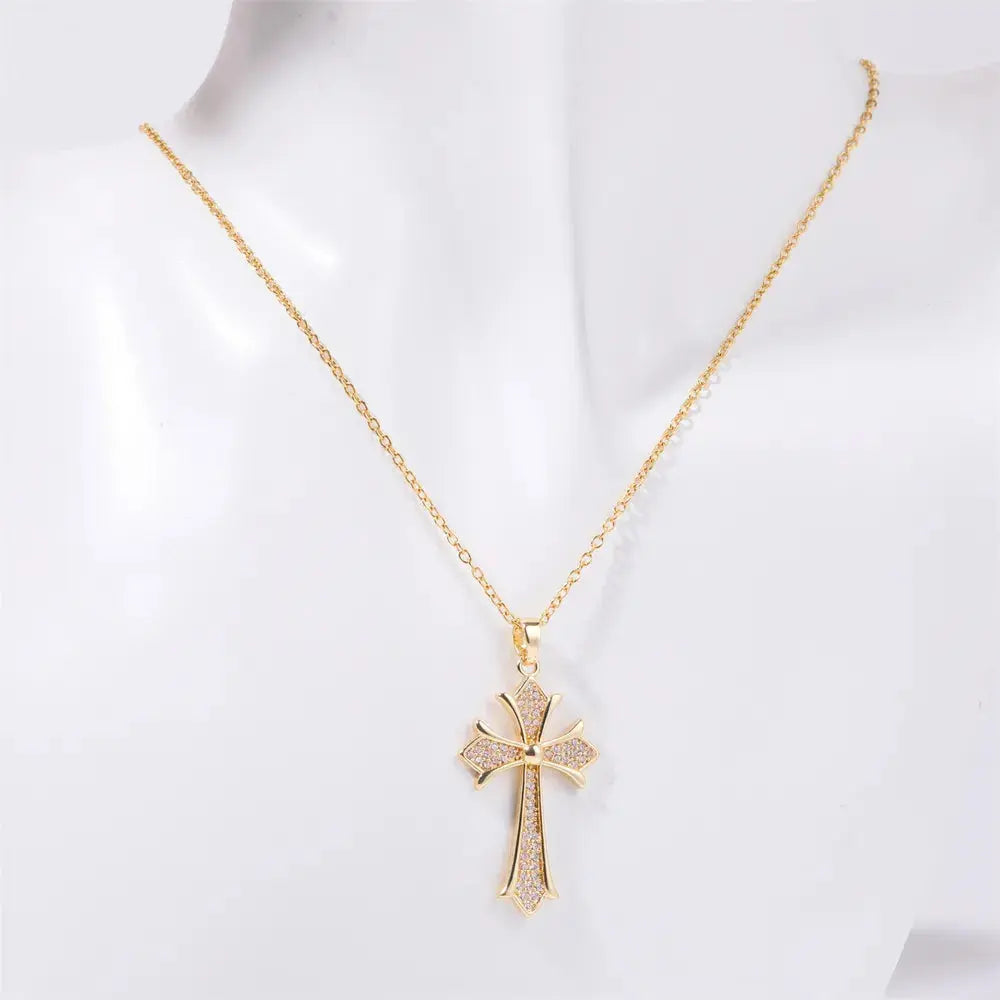 Stainless Steel Inlaid Zircon Cross Necklace eprolo