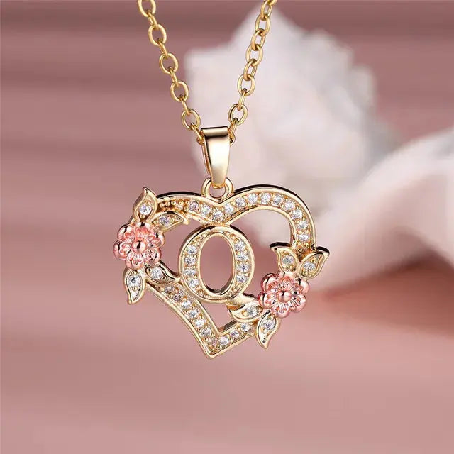Cute Female A-Z Letter Pendant Necklace Vintage Yellow Gold Color Wedding Jewelry Gift For Women eprolo