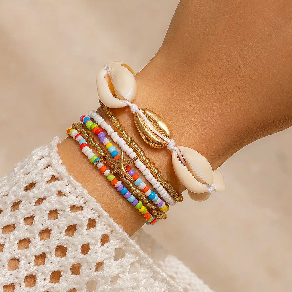 Bohemian vacation style shell rice bead bracelet Bracelet beach starfish bead set for women eprolo