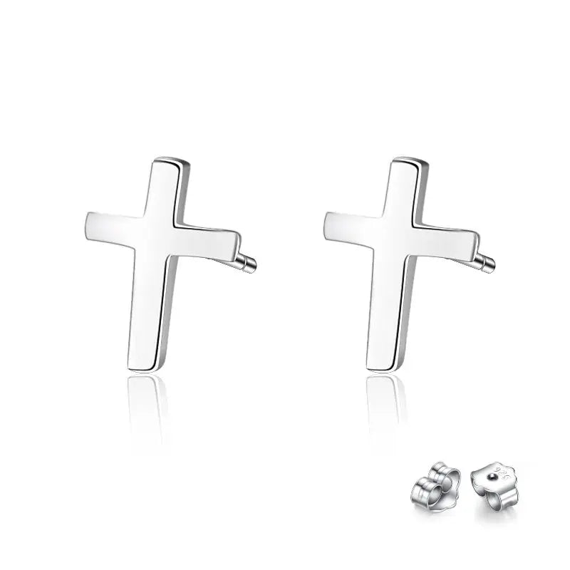 S925 sterling silver earrings fashionable earrings for women smooth cross earrings eprolo