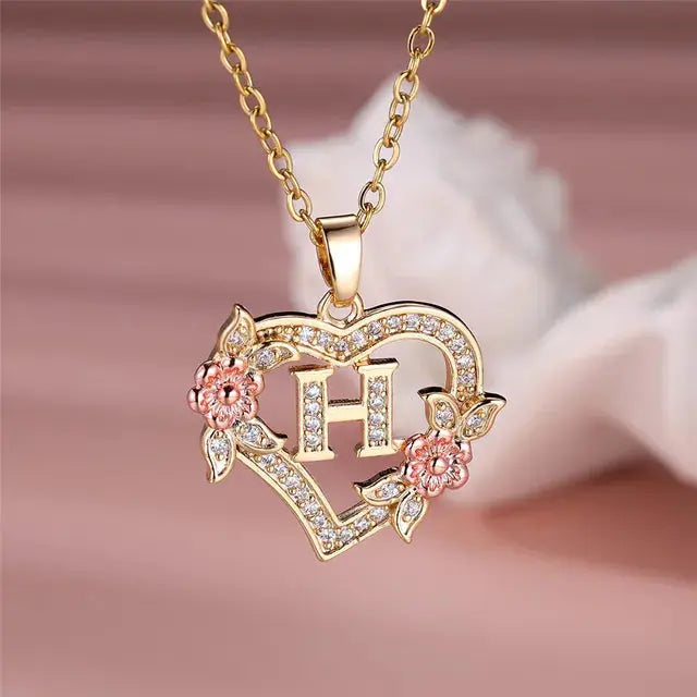 Cute Female A-Z Letter Pendant Necklace Vintage Yellow Gold Color Wedding Jewelry Gift For Women eprolo