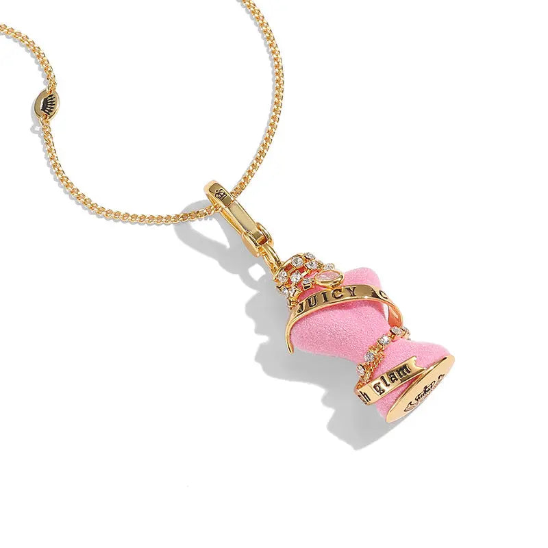 Diamond inlaid crystal zircon diamond chain pink eprolo